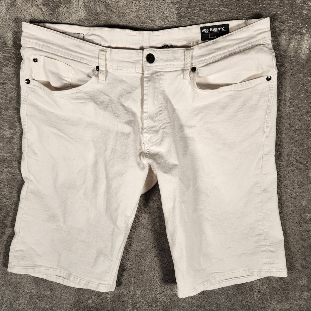 Buffalo David Bitton Evan-X Shorts Mens 36 White Excellent Stretch Denim
